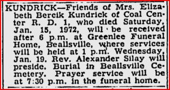 Elizabeth Kundrick obit
